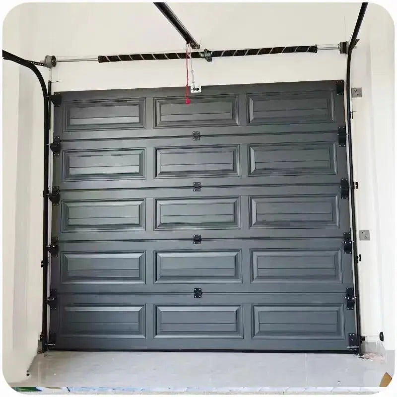 Modern Single Track Smart Automatic Lift Garage Door with Glass Windows